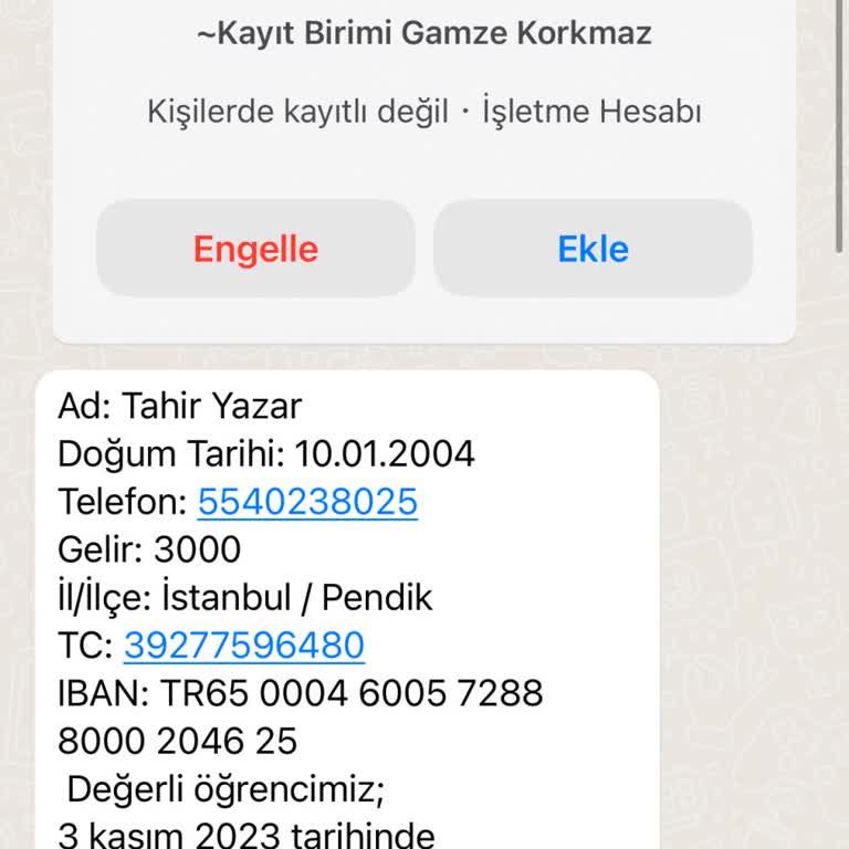 Türk Eğitim Vakfı Tarafından Gönderilen Mesaj