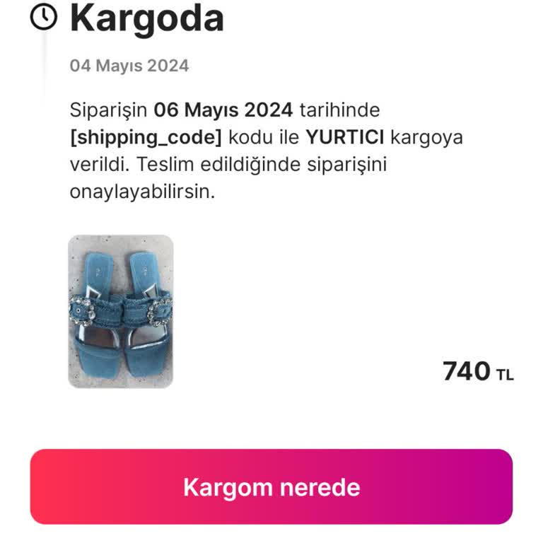 İstanbul Yenibosna Merkez Yurtiçi Kargo'dan 6mayıs 2024 Tarihinde