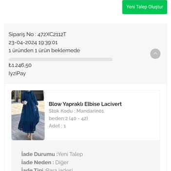 Emine Aydın İnternet Butiğinden İade Sorunu