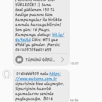 Watsons Siparişimi İznim Olmadan İptal Etmiş!