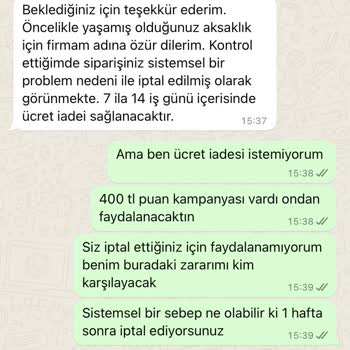 Watsons Puan Yüklememek İçin Sipariş İptali