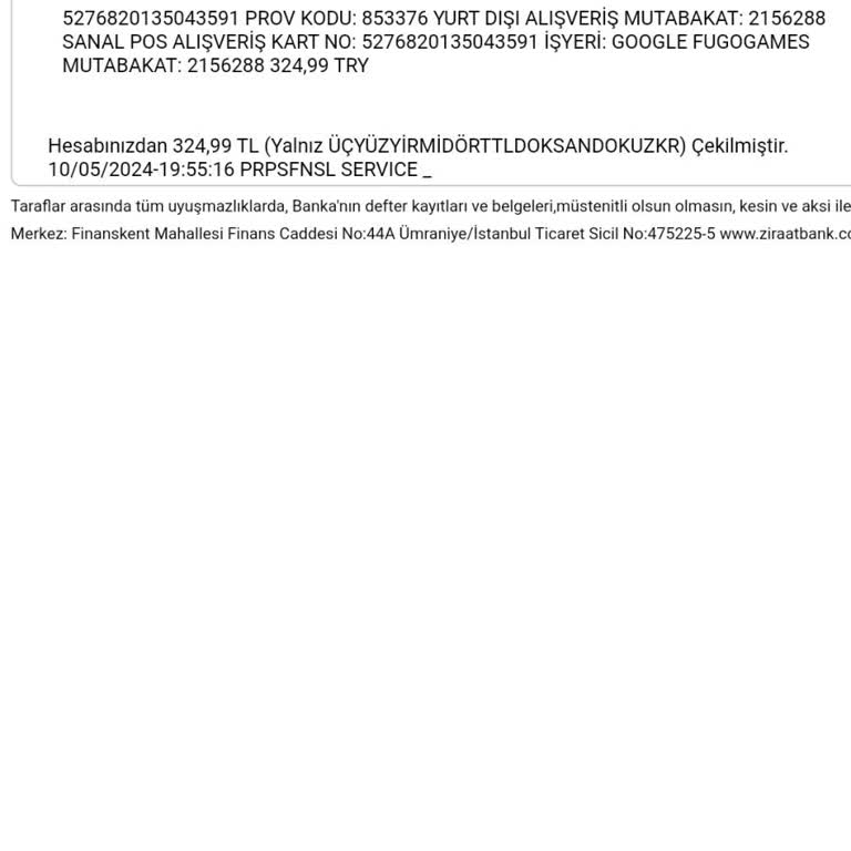 Fugo Games Para İadesi 324.99 TL
