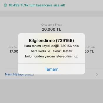 Sahibinden Hata Kodu : Hata Tanımı Kayıtlı Değil