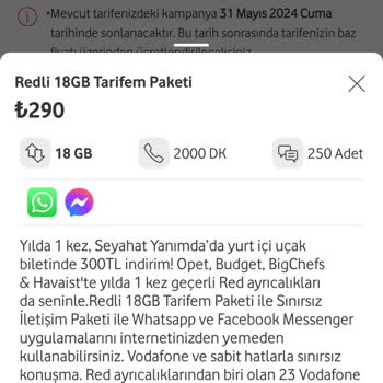 Vodafone Yüksek Fiyat Tarifeleri