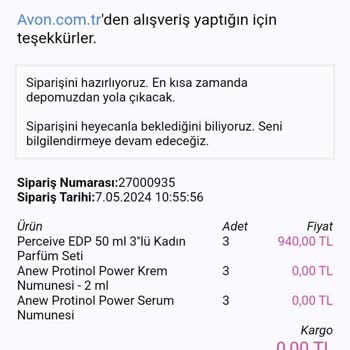Avon Bilerek Parfüm Eksik Yollayıp Değerinden Az Para İadesi Yapıyor