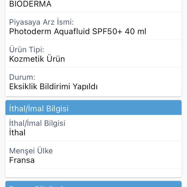 Bioderma Güneş Kremi Üts Eksiklik Bildirimi