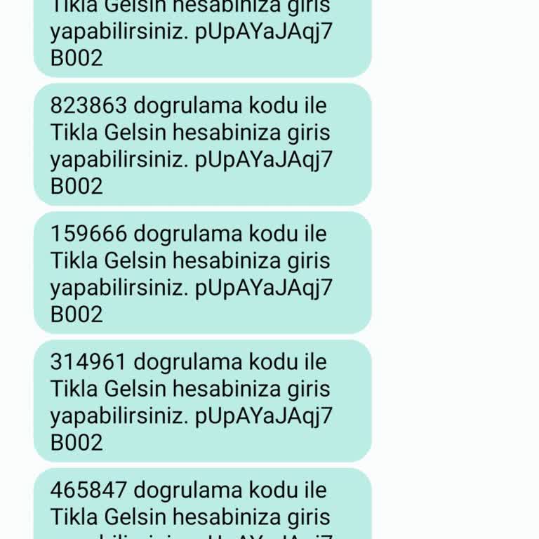 Tıkla Gelsin'den Sürekli Gelen Doğrulama Kodu