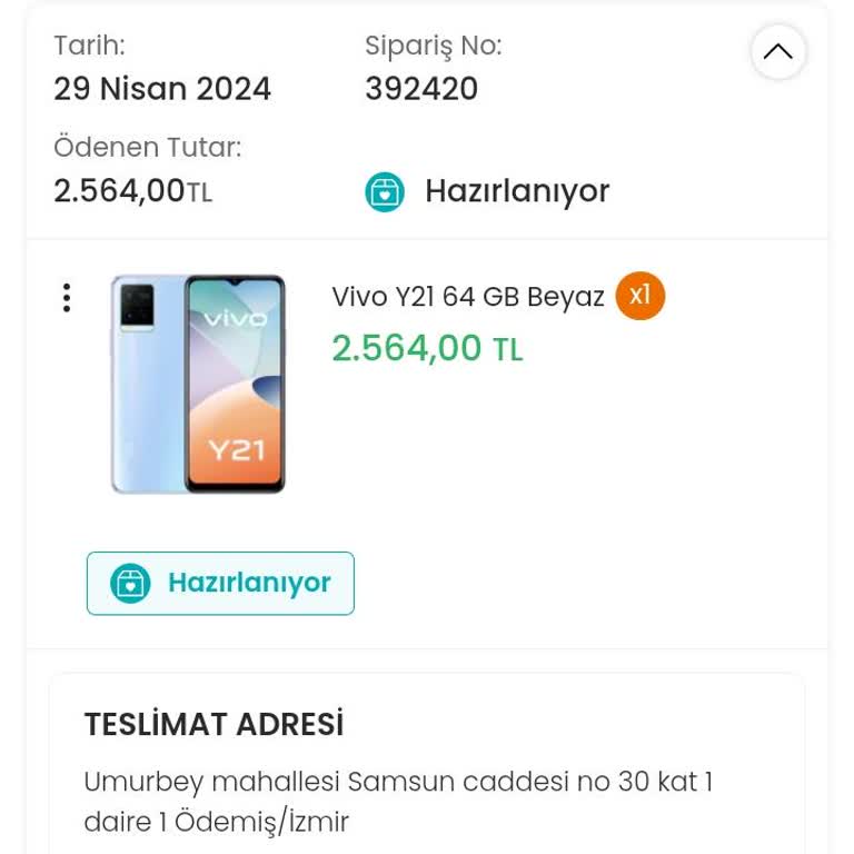 Easy Cep Alışveriş Kargoya Verilmedi
