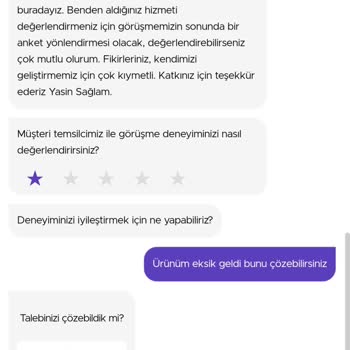 GetirYemek Eksik Sipariş Ve İlgisiz Canlı Destek