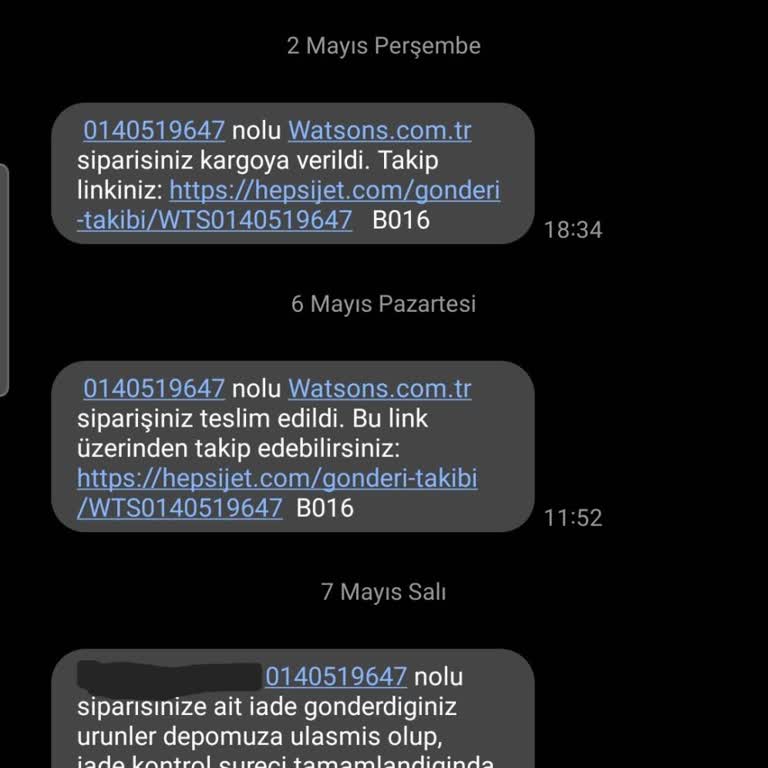 Watsons Kendi İptal Ettiği İşlem İçin Eksik Para İadesi Yapıyor.