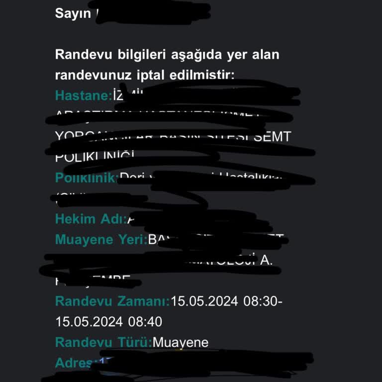MHRS - 182 Randevu İptali Ve İlaç Tedavisi Mağduriyeti
