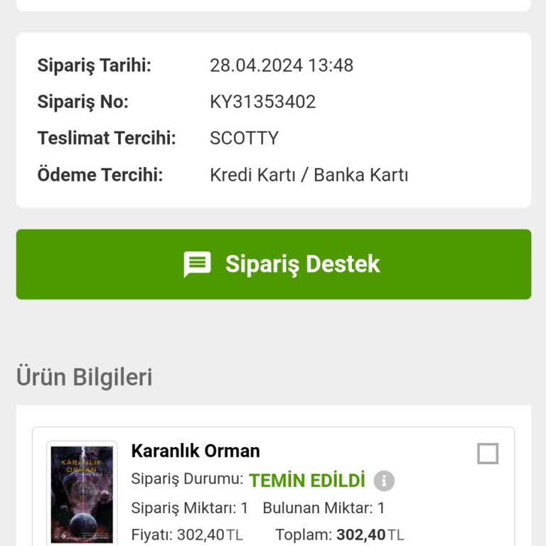 KY31353402 Sipariş Numaralı Kitapyurdu.com Siparişimin Teslimi