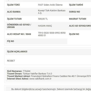 Resbet İnternet Üzerinden Yapılan Havale İşleminin Hesaba Yansımama Sorunu