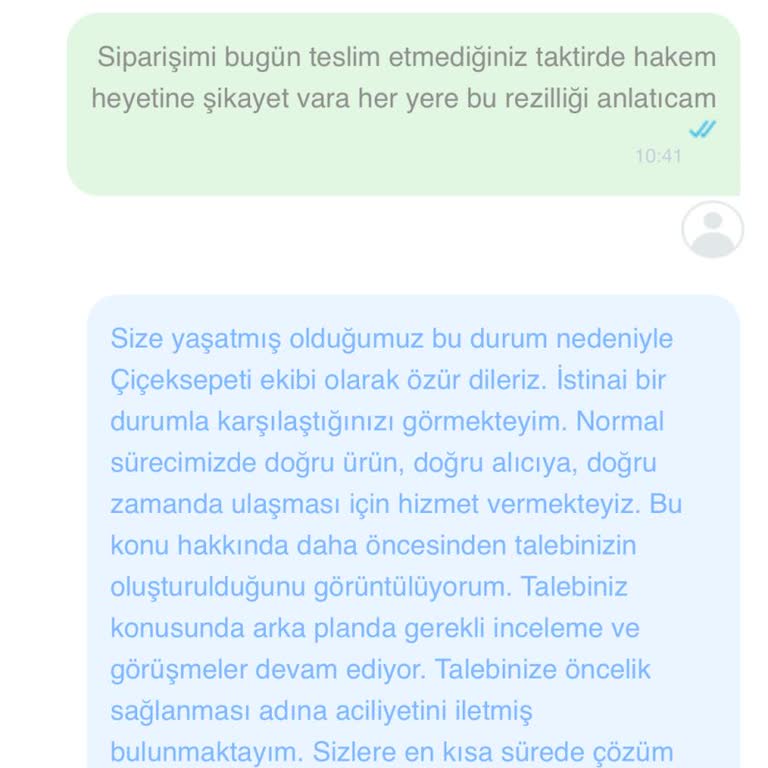 ÇiçekSepeti Teslim Edilmeyen Ürün