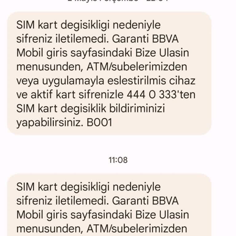 Garanti BBVA Sim Kart Değişikliği