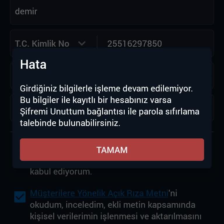 BTCTURK Yeni Bir Hesap Açamıyorum