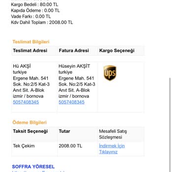 Soffra Yöresel Ürünler 15 Gündür Kargoya Verilmedi