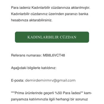 Kadınlar Bilir Prima %50 Para İade Kampanyası