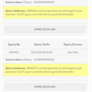 Sefamerve Verilmeyen İade Ücreti