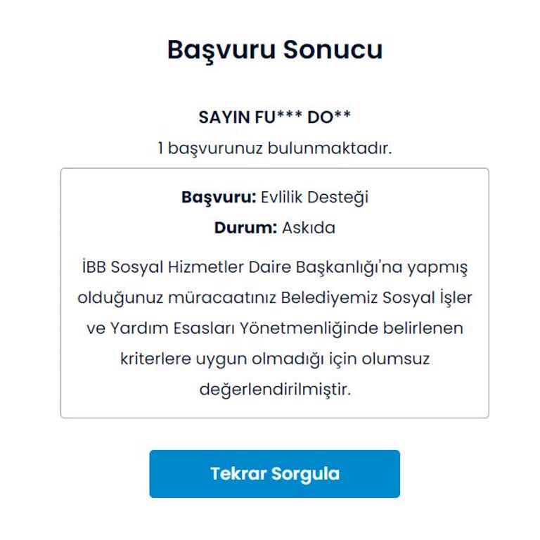 İBB Evlilik Desteği Başvurusu Sağlanamayan Kriterler Hk.