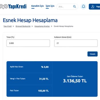 Yapı Kredi Esnek Hesap Fazla Faiz İşletmesi Hk.