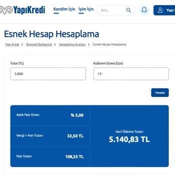 Yapı Kredi Esnek Hesap Fazla Faiz İşletmesi Hk.