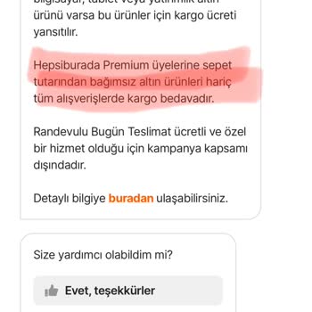 Hepsiburada Sitesi Premium Üyelerinden Kargo Ücreti Alıyor!