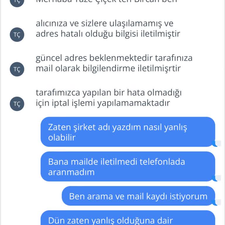 Taze Çiçek (tazecicek.com) Siparişin Teslim Edilmediğine Dair Bilgilendirme Yapılmıyor