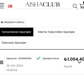 Aisha (Aishaclub.com) Aishaclub.com Alışveriş Sorunu