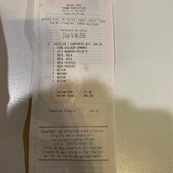 Burger King Menü Bilgileri Yanlış