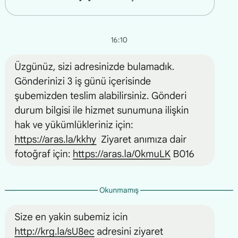Aras Kargo Keçiören "nehir" Şubesi Evde Olduğumuz Halde Teslim Etmedi.