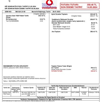 Vodafone 4 Katı Yüksek Kesilen Fatura Ücreti
