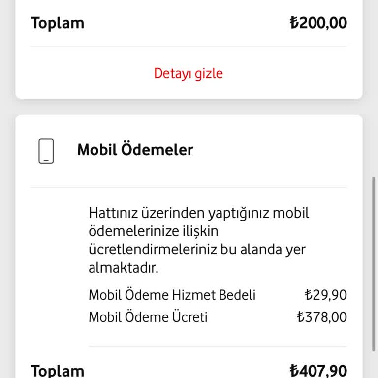 Vodafone Mobil Ödeme Faturası