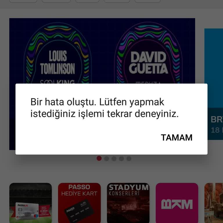 Passolig Passo: Lütfen İşleminizi Tekrar Deneyin.