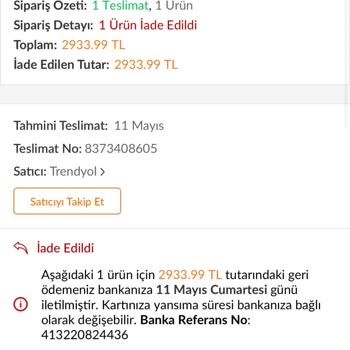 Trendyol Kumtel Fırın Elime Ulaşmaması