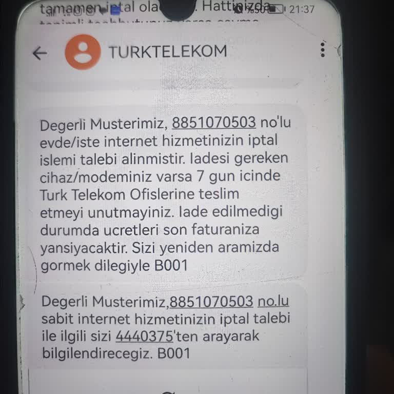 Türk Telekom Uçuk Cayma Bedeli