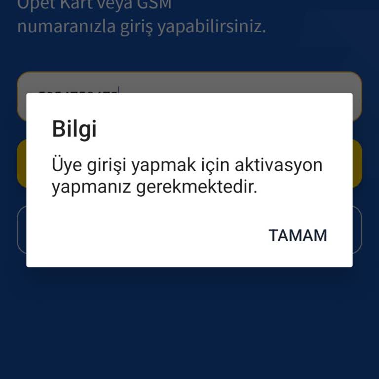 Opet Uygulaması Aktivasyon Sorunu