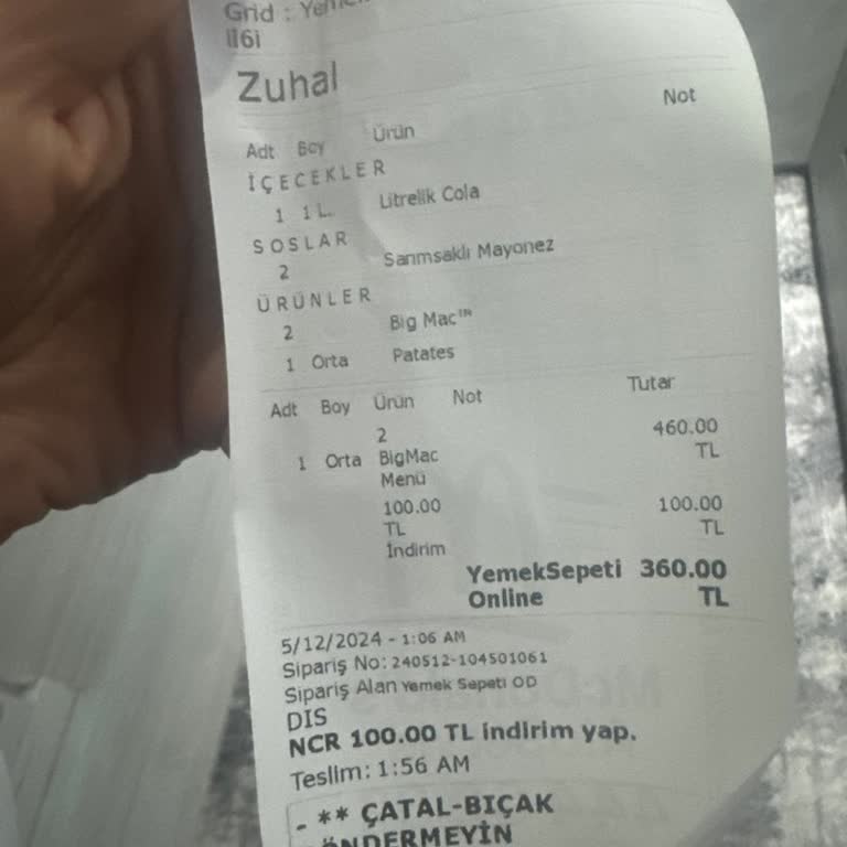 Yemeksepeti Buz Patates Ve Hamburger
