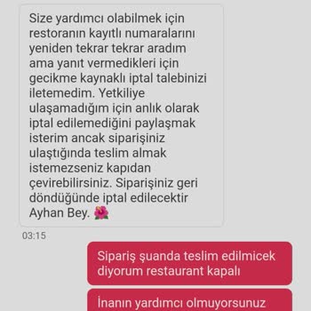 Domino's Pizza Restaurant Kapalı Sipariş Hazırlanıyor Diyor.