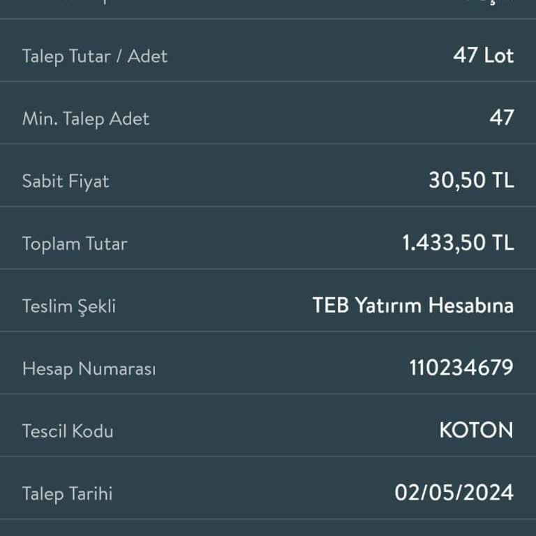 Koton Hisse Senedim Gözükmüyor