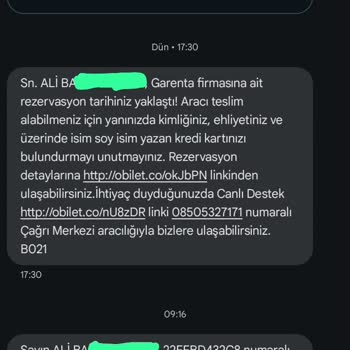 Obilet Araç Kiralama Mağduriyeti
