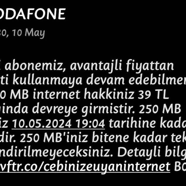 Vodafone İstem Dışı Paket Tanımlama