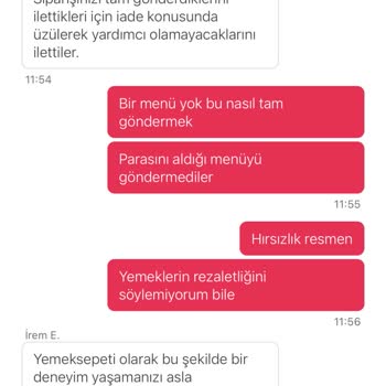 Yemek Sepeti İade