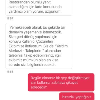 Yemek Sepeti İade