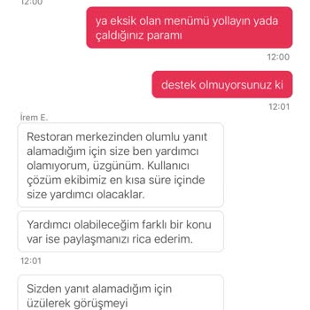 Yemek Sepeti İade