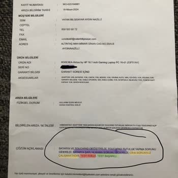 HP Yetkili Servisinden Gelen Bilgisayarın İkinci Kere Bozuk Çıkması.