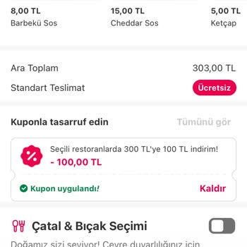 Yemeksepeti Kupon Kodunu Uygulamadı