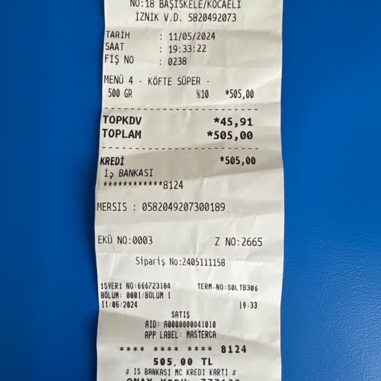 Köfteci Yusuf İzmit- Menü Hijyenliği