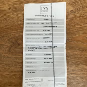 D'S Damat Sur Yapı Marka AVM Şubesinde Yaşadığım Mağduriyet