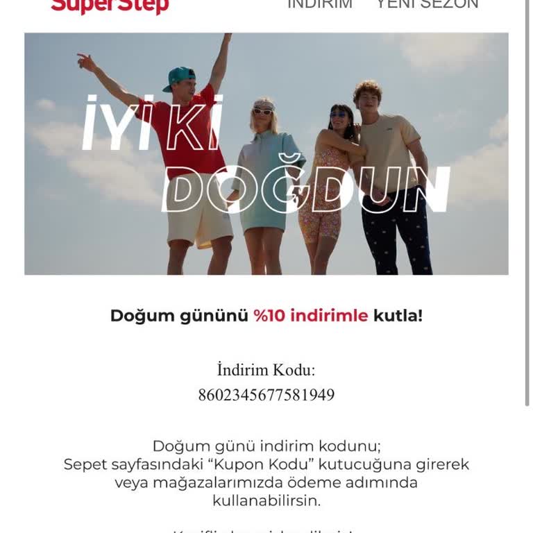 SuperStep Doğum Günü İndirim Kodu Hatası